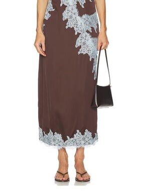 NWT Never Fully Dressed- Chocolate Satin Lily Midi Skirt